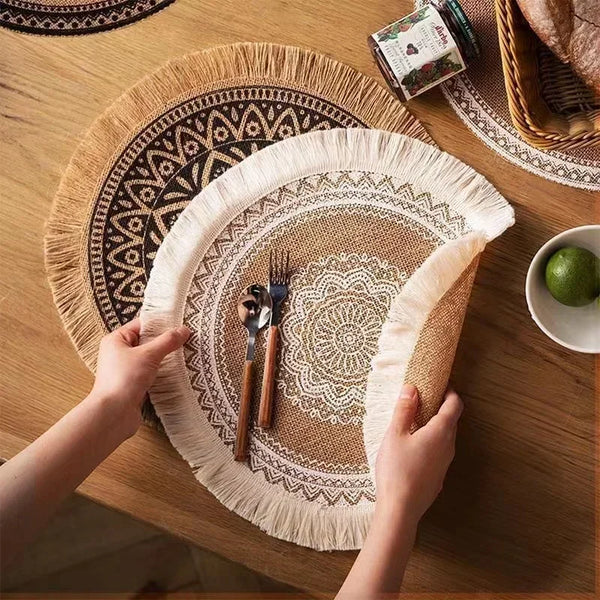 Boho Fringe Round Placemat Set