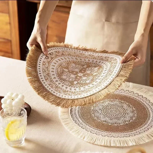 Boho Fringe Round Placemat Set