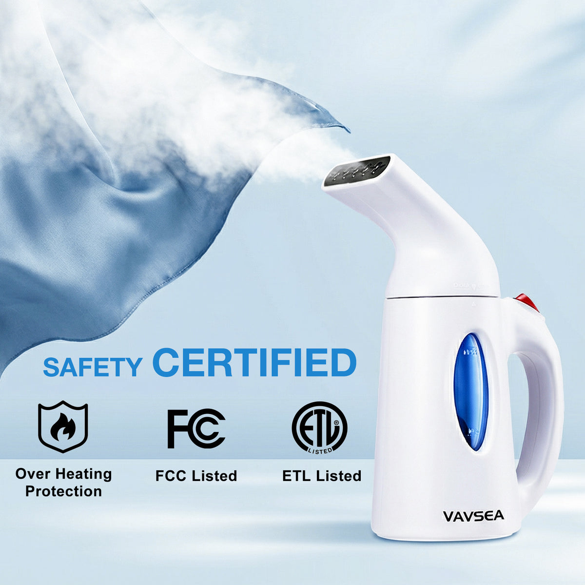 Steamer for Clothes, Portable Garment Steamer, Auto Shut-Off Function, Wrinkles/ Steam/ Soften/ Clean/ Sterilize, White