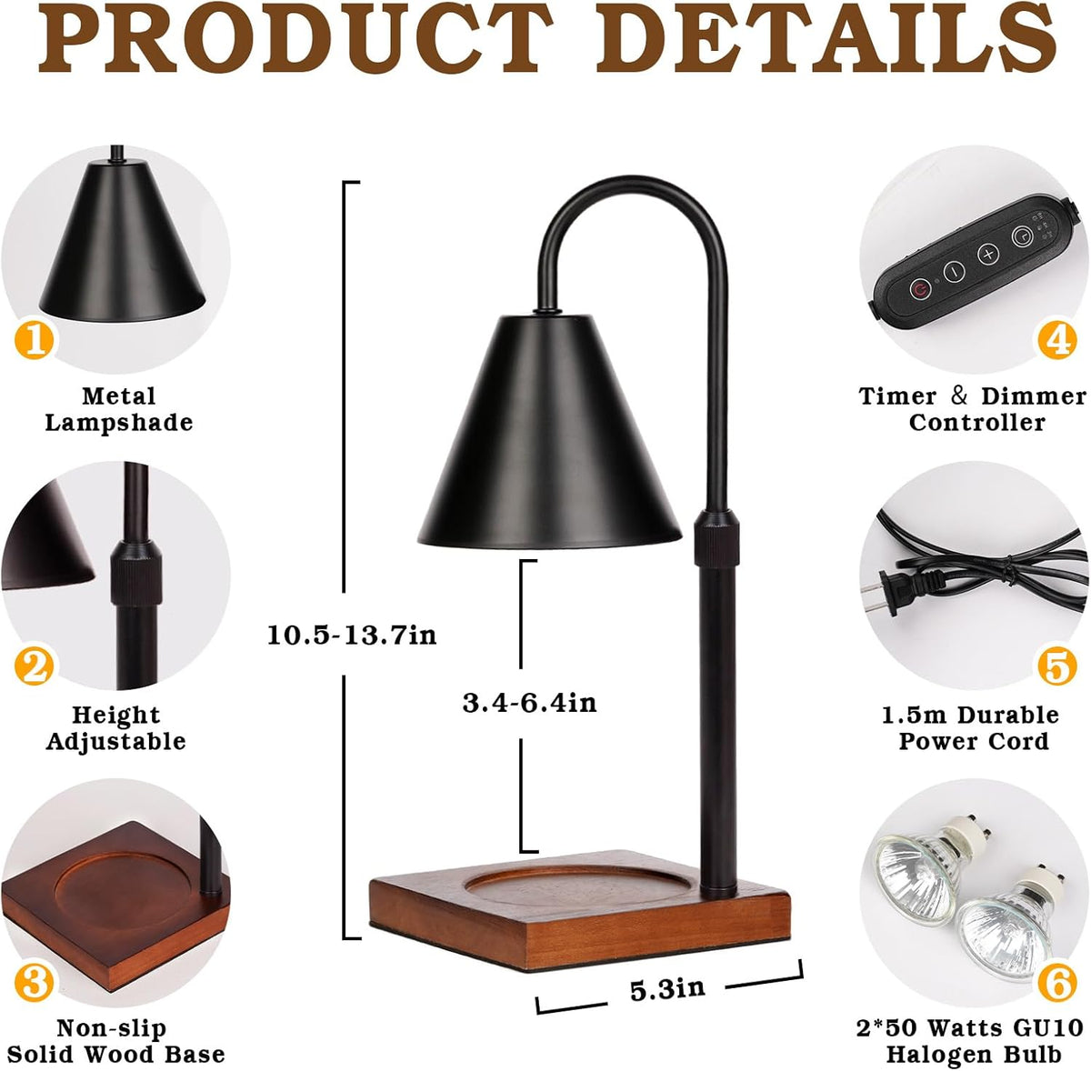 Modern Candle Warmer Lamp 2 Pack, Dimmable Candle Lamp Warmer with Timer, Christmas Birthday Gifts for Women Who Have Everything, Height Adjustable Candle Lamp, Cozy Living Room Bedroom Decor