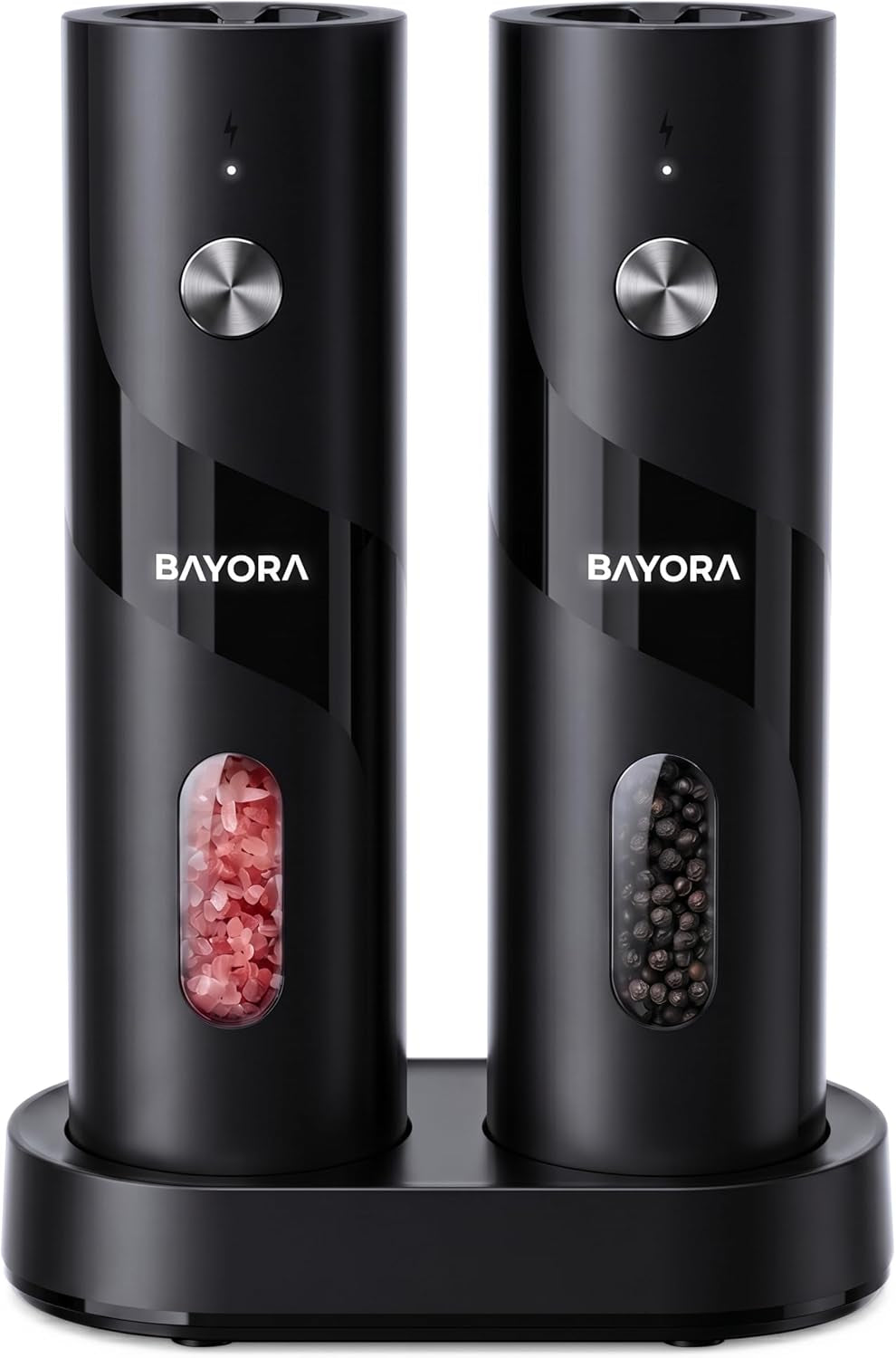 Rechargeable Electric Salt & Pepper Grinder Set, Charging Base, 2-Pk