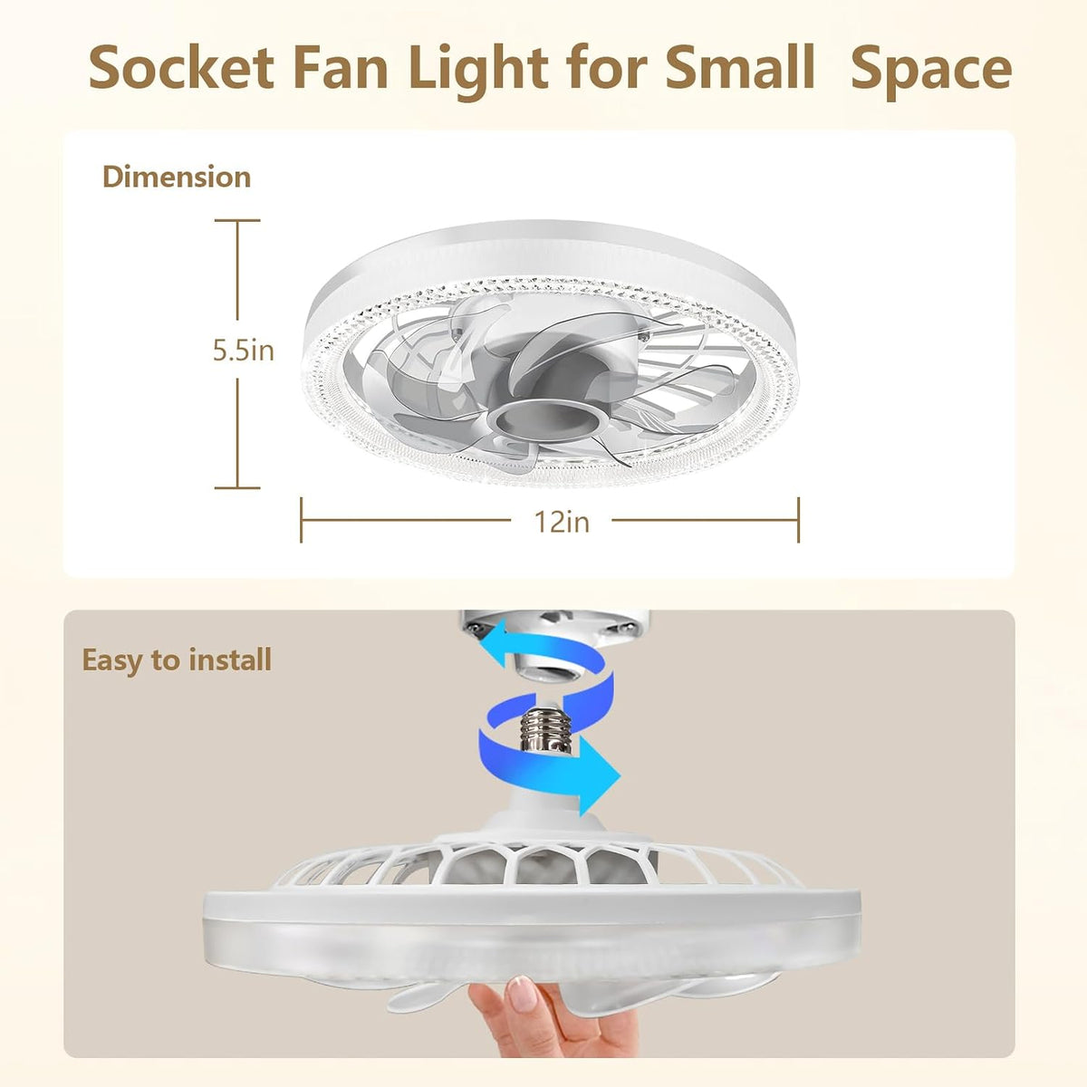 LED Ceiling Fan Light with Remote - E26 Socket