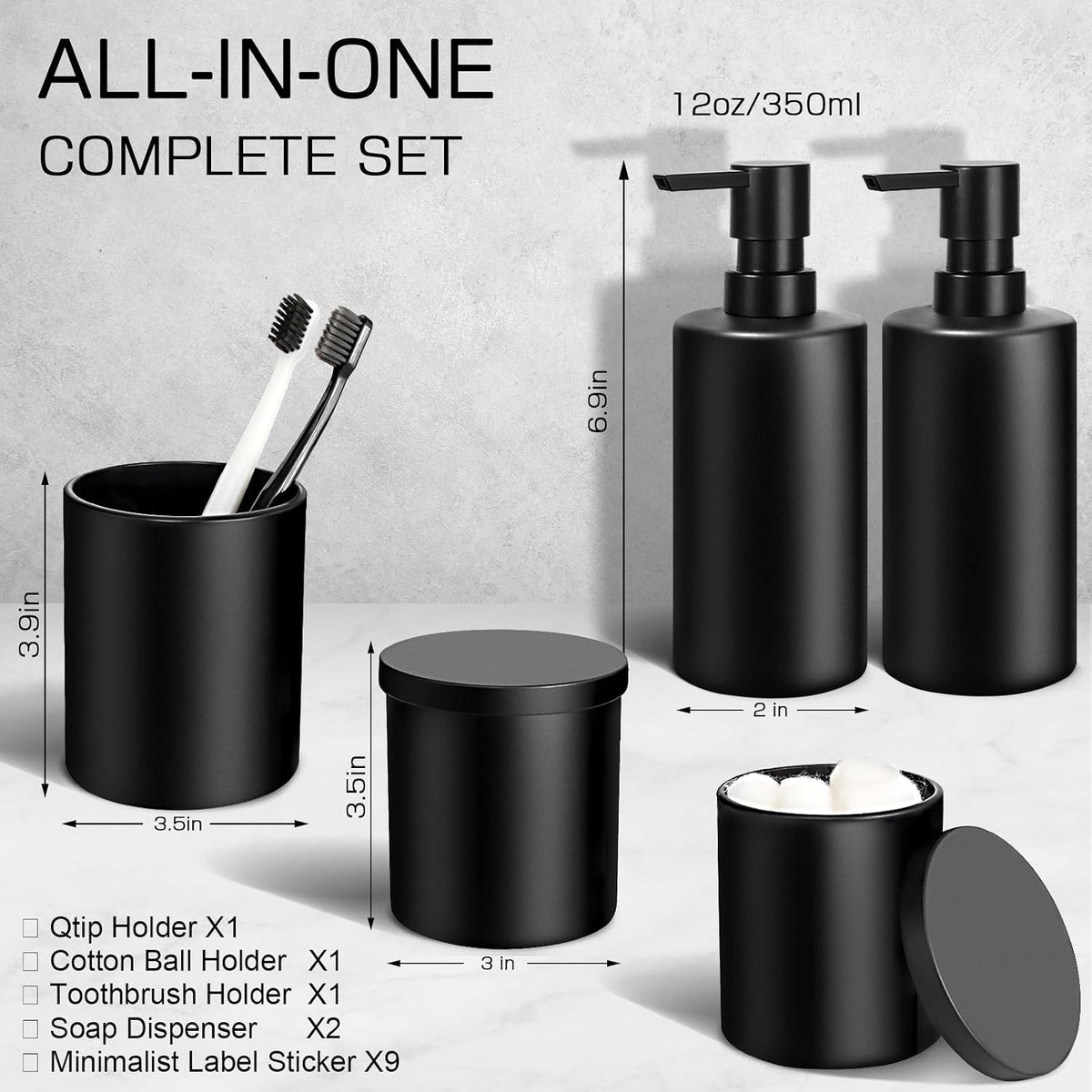 Nordic Matte Bathroom Accessories Set — 5 Piece