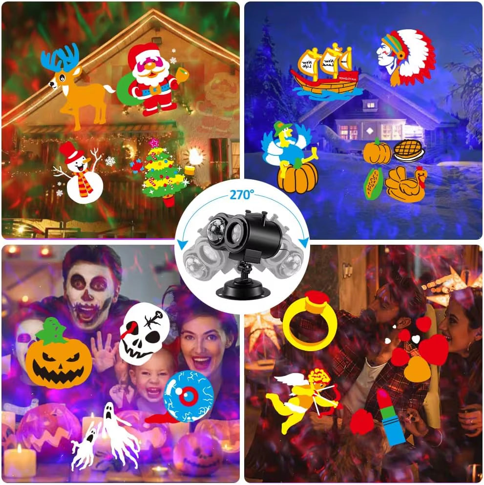 Halloween & Christmas Outdoor Projector Light - 2-In-1 Moving Patterns