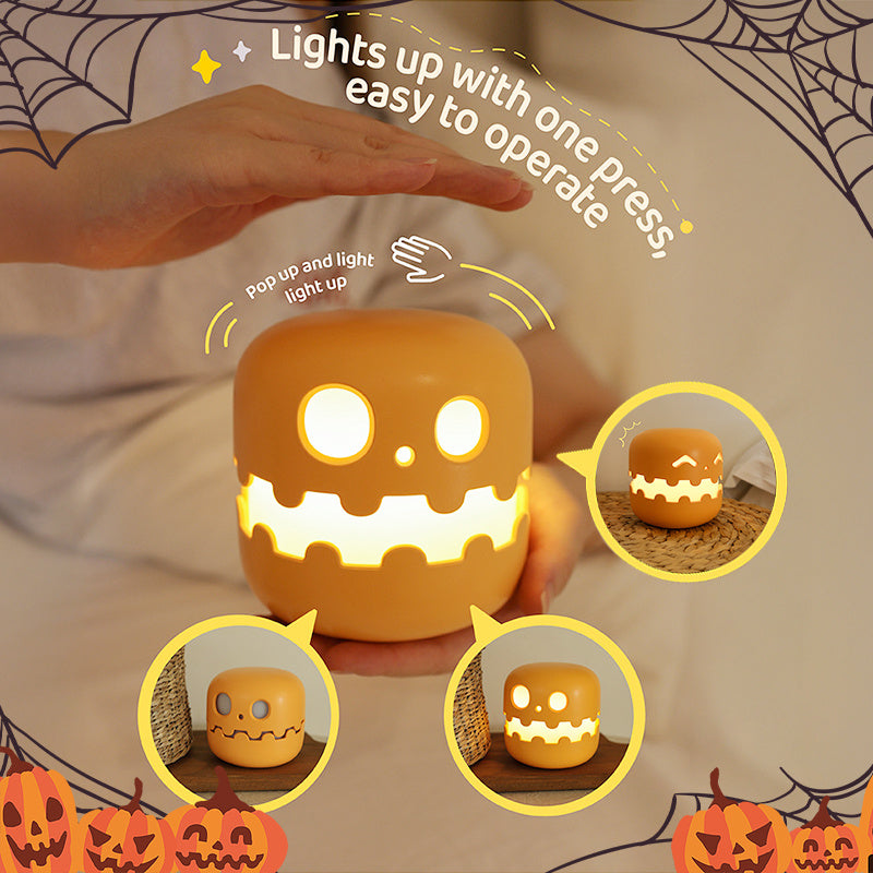 Pumpkin Glow Bedside Lamp — Rechargeable Silicone Night Light