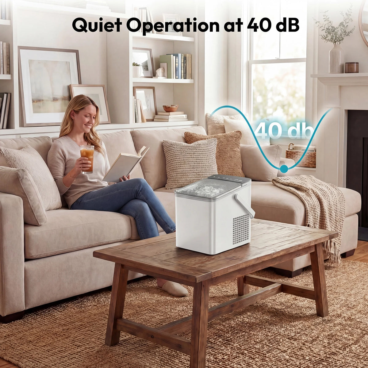 Portable Countertop Ice Maker, 26 Lbs/24H, Self-Cleaning, Bullet Ice, White
