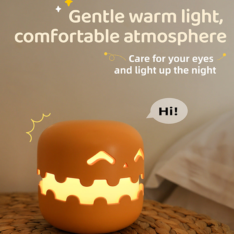Pumpkin Glow Bedside Lamp — Rechargeable Silicone Night Light