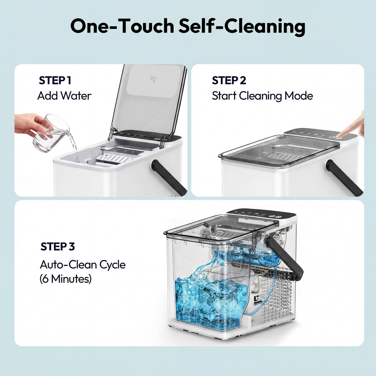 Portable Countertop Ice Maker, 26 Lbs/24H, Self-Cleaning, Bullet Ice, White