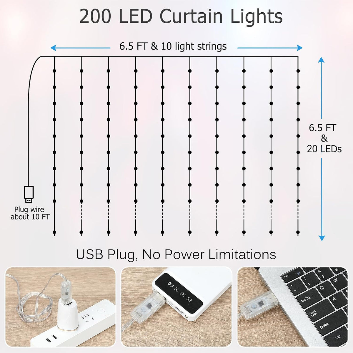 Smart LED Curtain Lights - App & Music Sync
