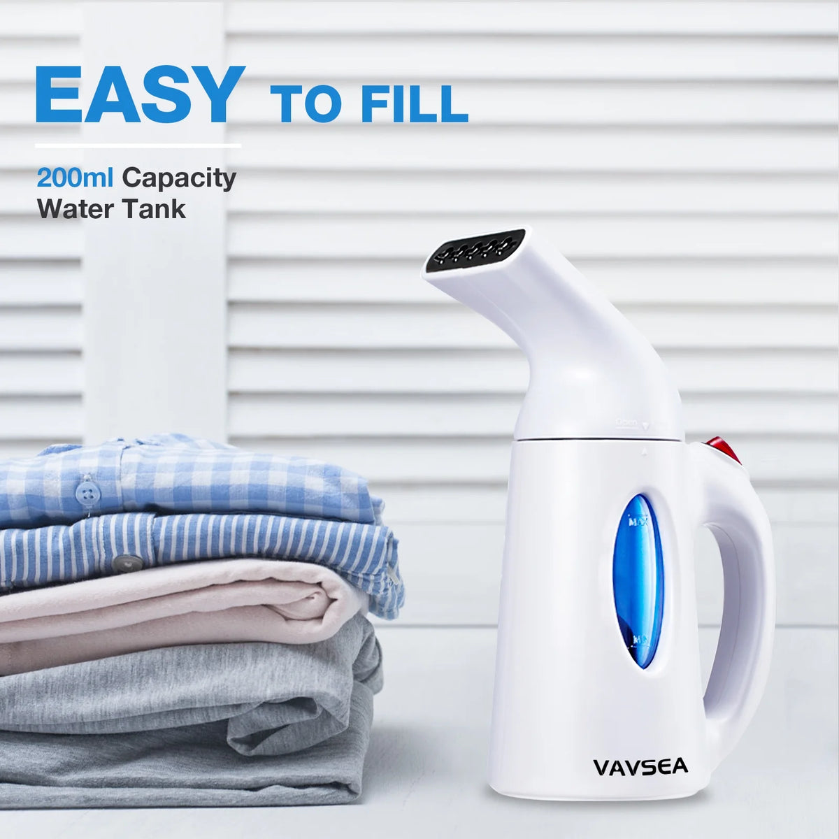Steamer for Clothes, Portable Garment Steamer, Auto Shut-Off Function, Wrinkles/ Steam/ Soften/ Clean/ Sterilize, White