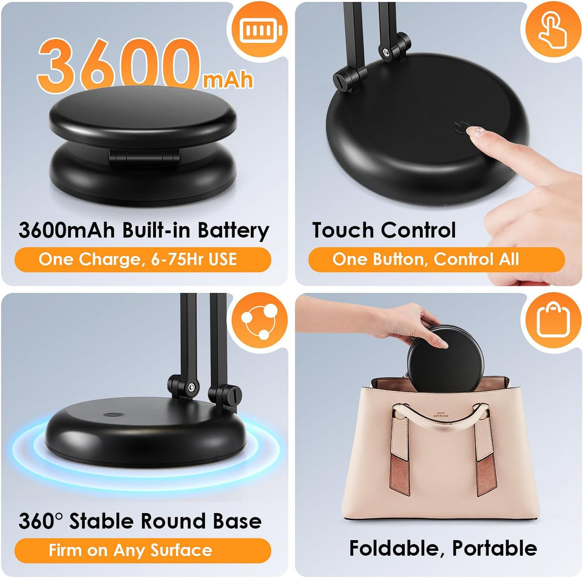 Cordless Lamp, 3600Mah Battery Operated Lamp, Rechargeable Lamp