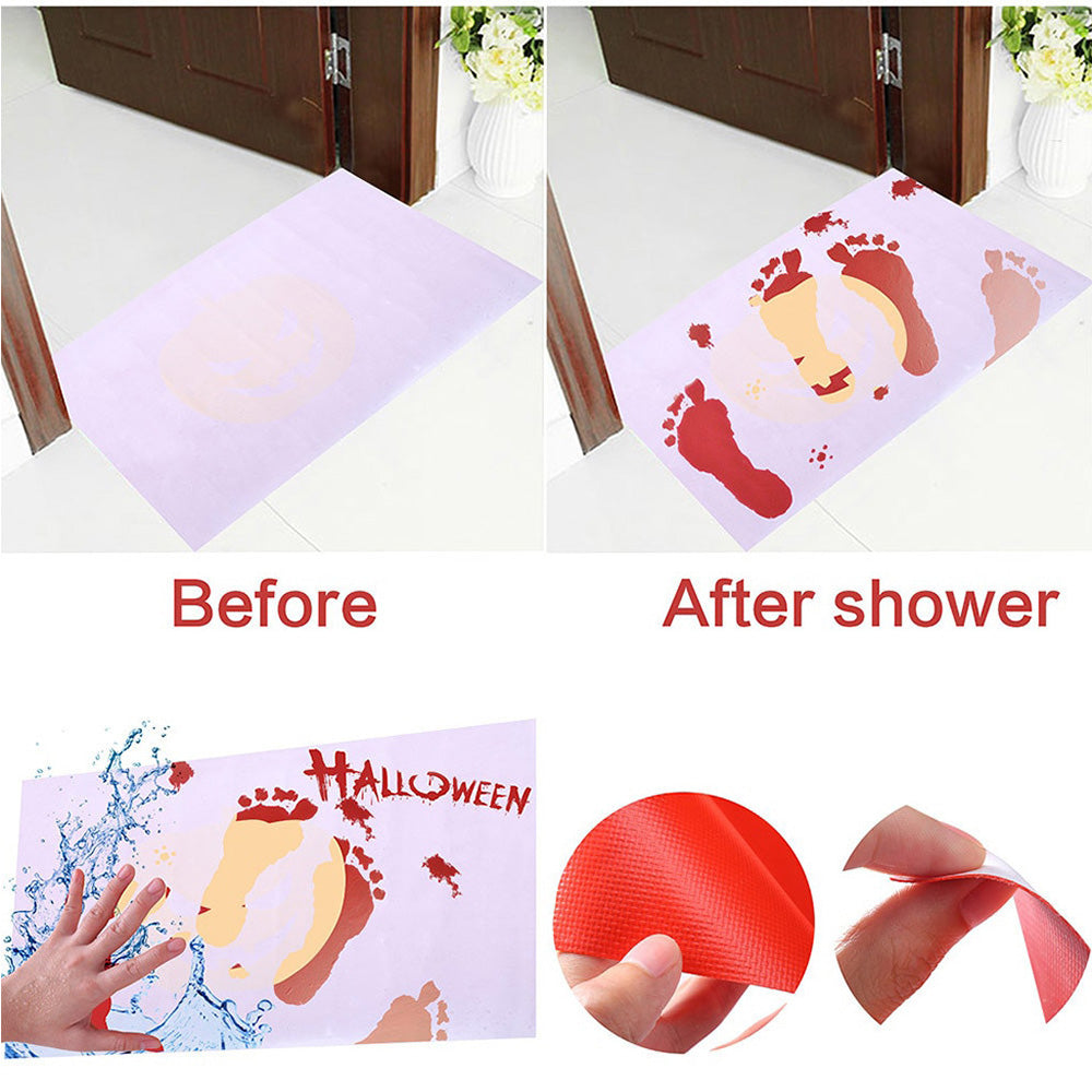 Color Changing Bath Mat with Creepy Blood Prints