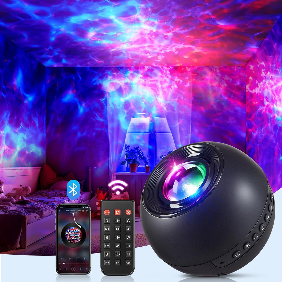Galaxy Star Projector with Bluetooth and White Noise