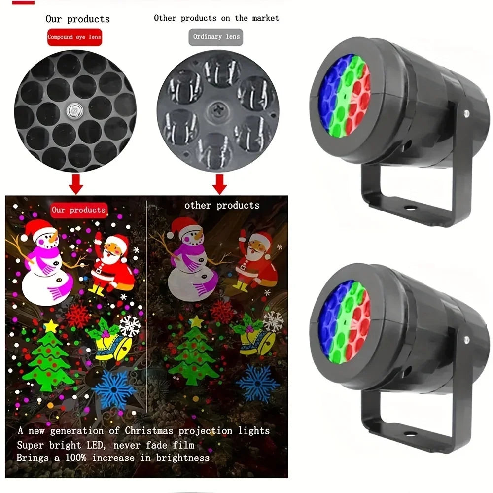 LED Snowflake Christmas Projector — 16 Patterns