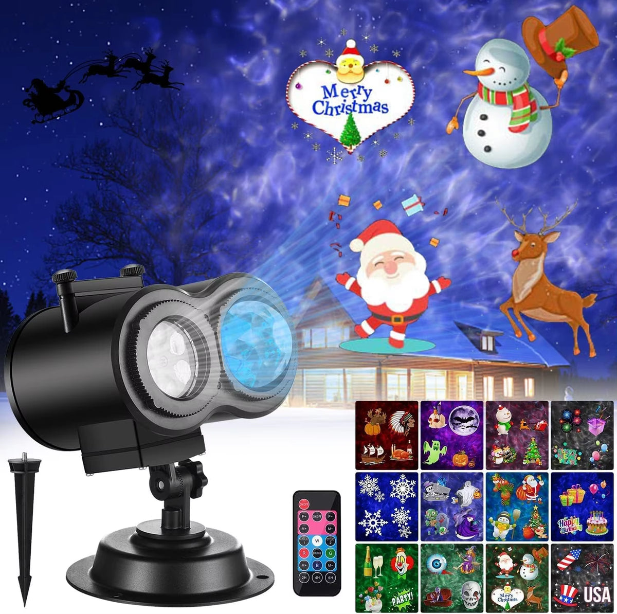 Halloween & Christmas Outdoor Projector Light - 2-In-1 Moving Patterns