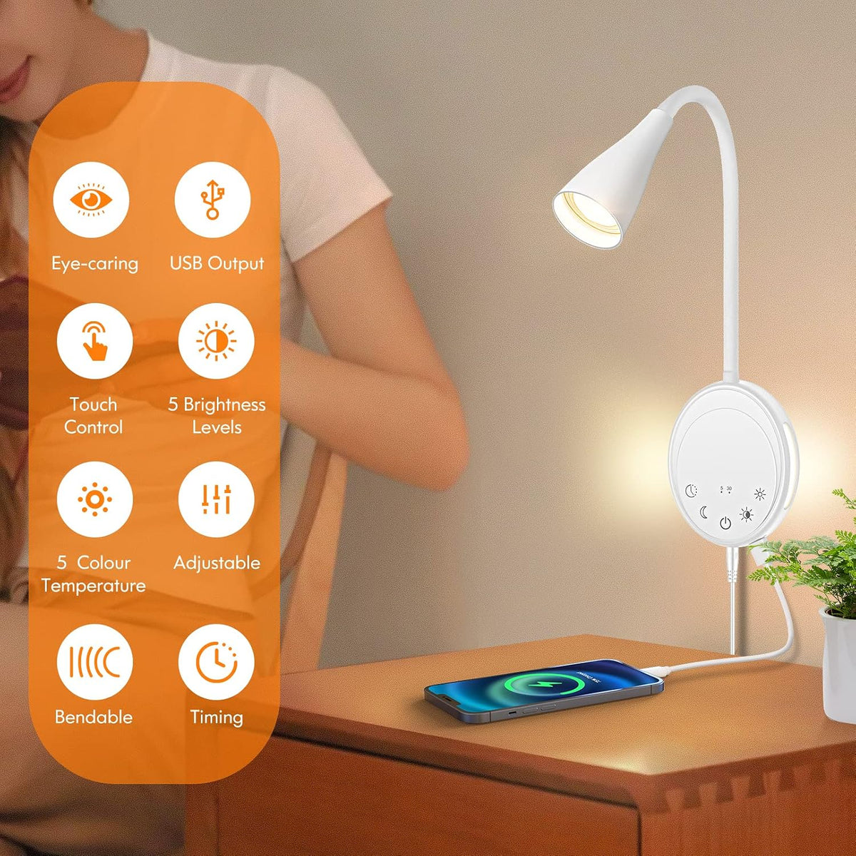 Modern Touch-Control Wall Reading Light