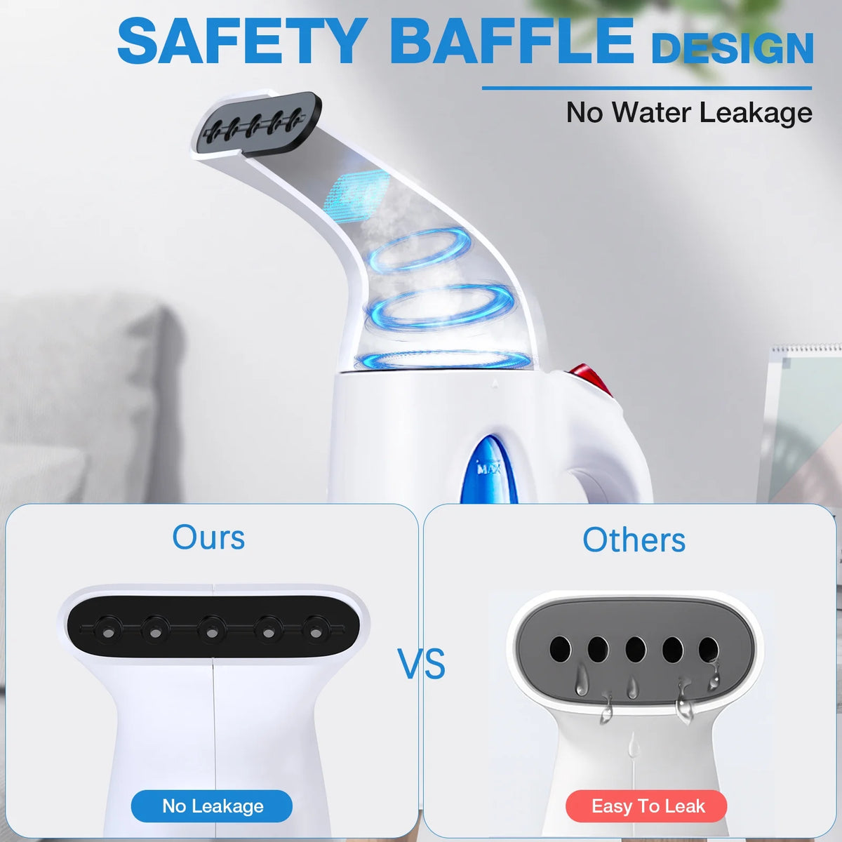 Steamer for Clothes, Portable Garment Steamer, Auto Shut-Off Function, Wrinkles/ Steam/ Soften/ Clean/ Sterilize, White