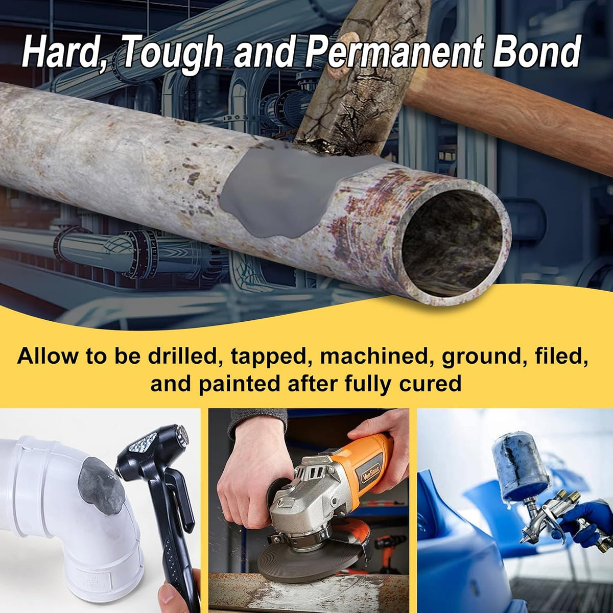 Steel-Reinforced Waterproof Epoxy Repair Putty