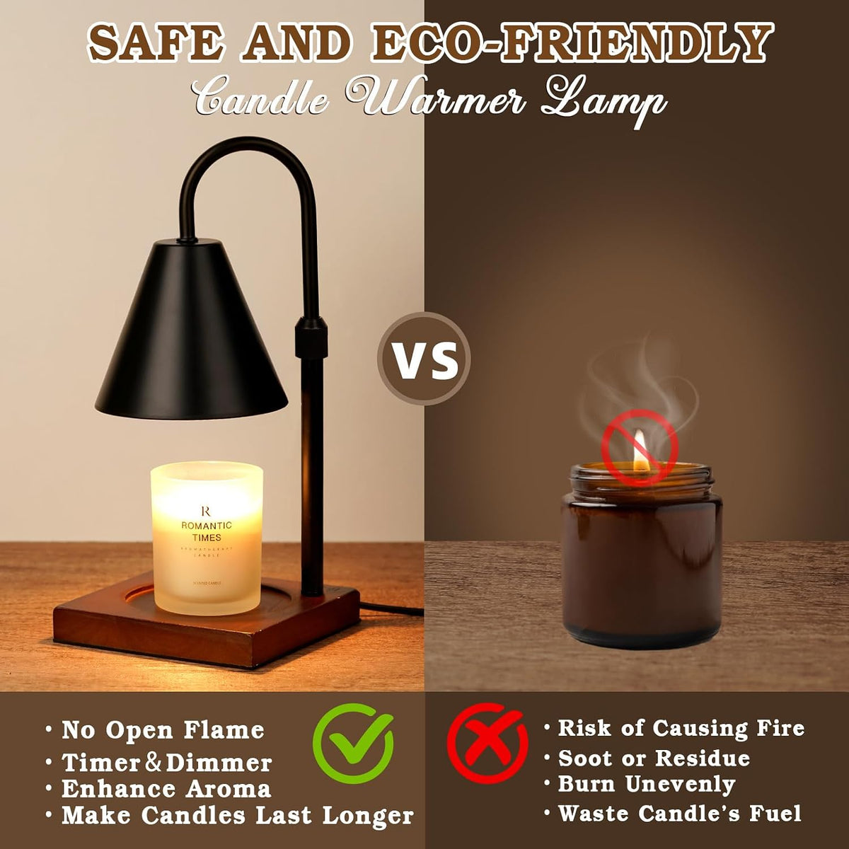Modern Candle Warmer Lamp 2 Pack, Dimmable Candle Lamp Warmer with Timer, Christmas Birthday Gifts for Women Who Have Everything, Height Adjustable Candle Lamp, Cozy Living Room Bedroom Decor