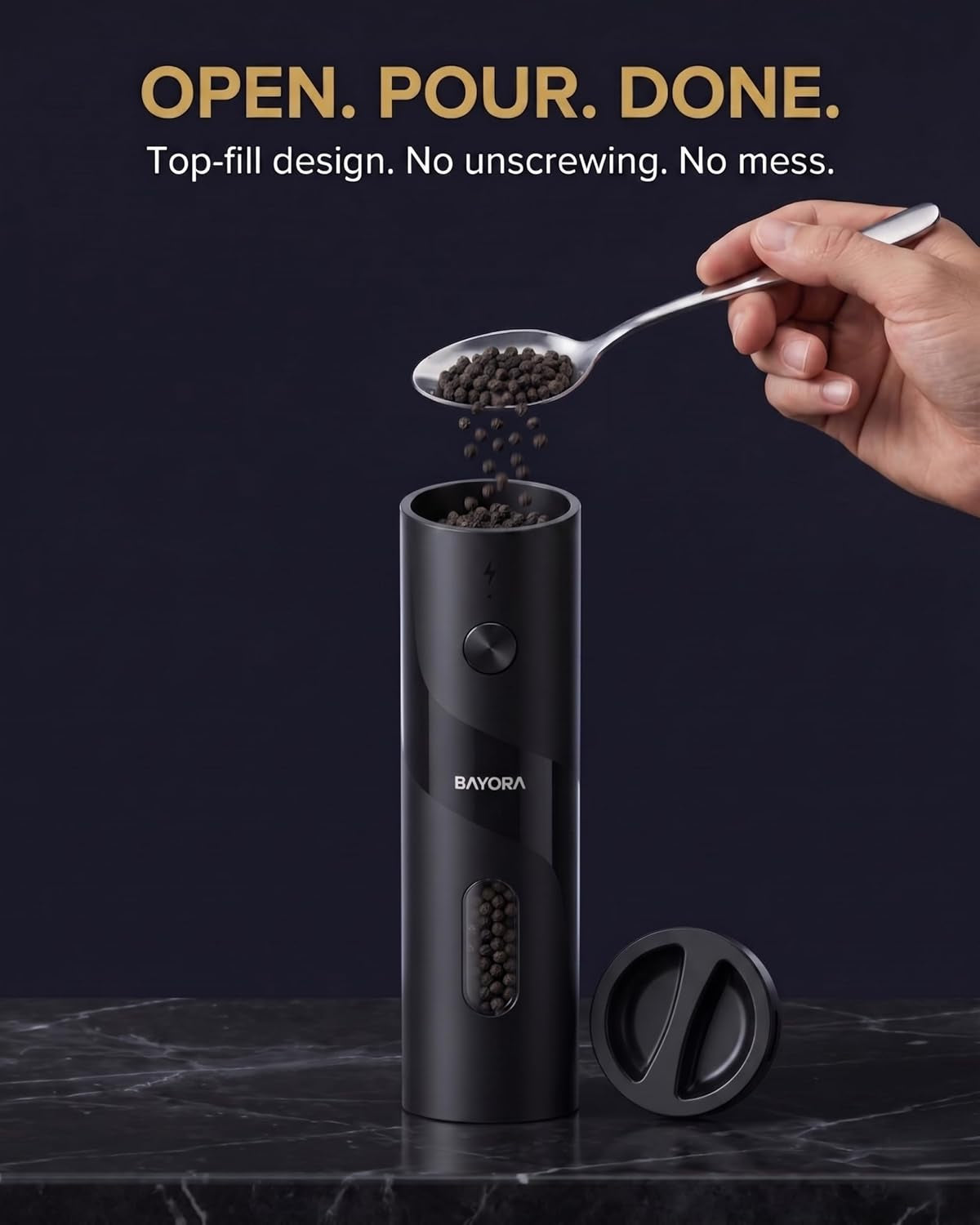 Rechargeable Electric Salt & Pepper Grinder Set, Charging Base, 2-Pk
