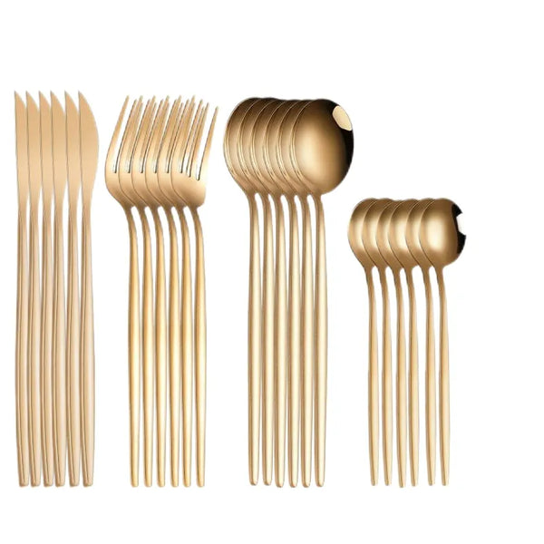 24-Piece Gold Stainless Steel Dinnerware Set