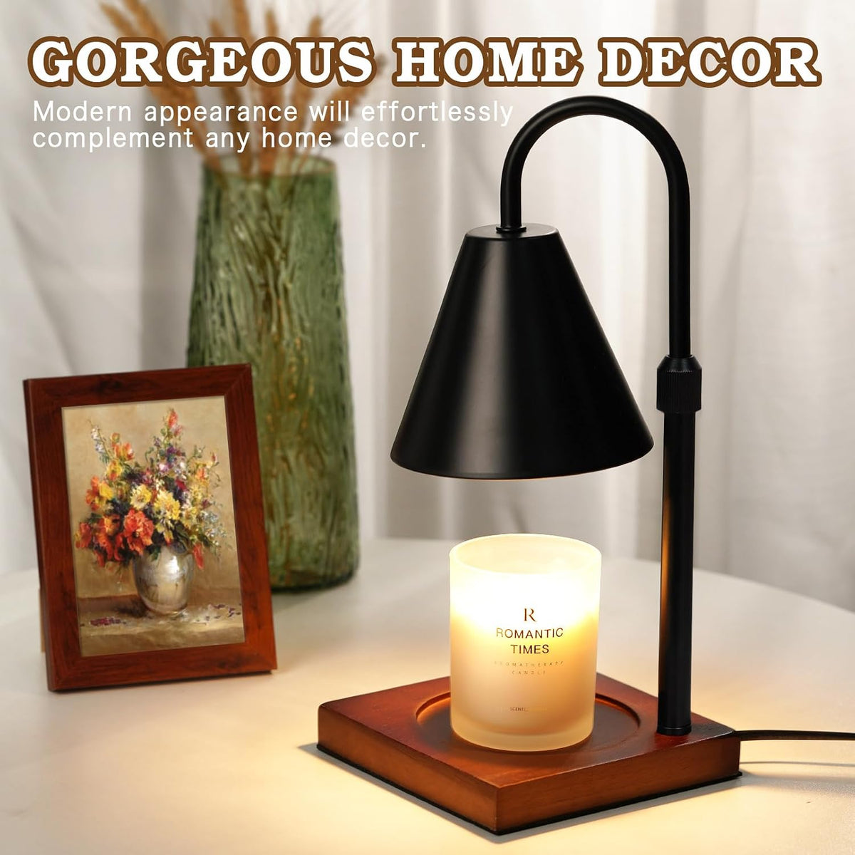 Modern Candle Warmer Lamp 2 Pack, Dimmable Candle Lamp Warmer with Timer, Christmas Birthday Gifts for Women Who Have Everything, Height Adjustable Candle Lamp, Cozy Living Room Bedroom Decor