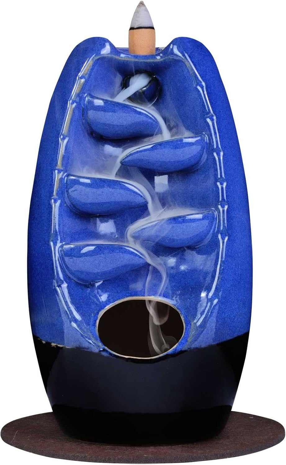 Ceramic Backflow Incense Holder Waterfall Incense Burner, Navy