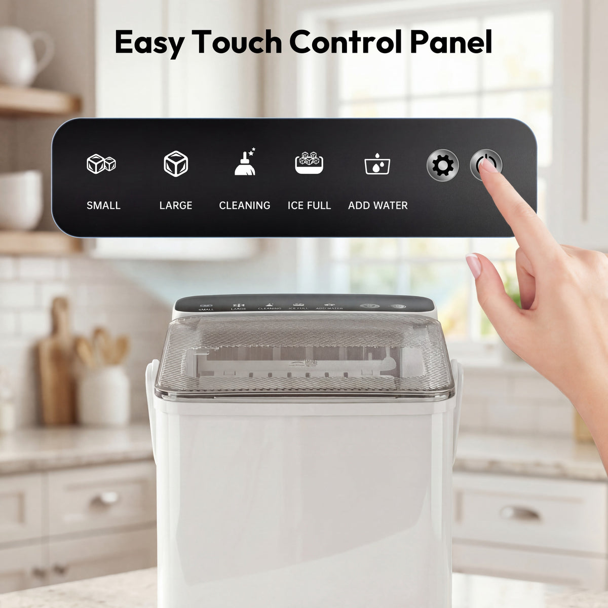 Portable Countertop Ice Maker, 26 Lbs/24H, Self-Cleaning, Bullet Ice, White