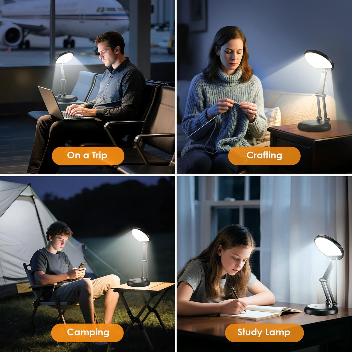 Cordless Lamp, 3600Mah Battery Operated Lamp, Rechargeable Lamp