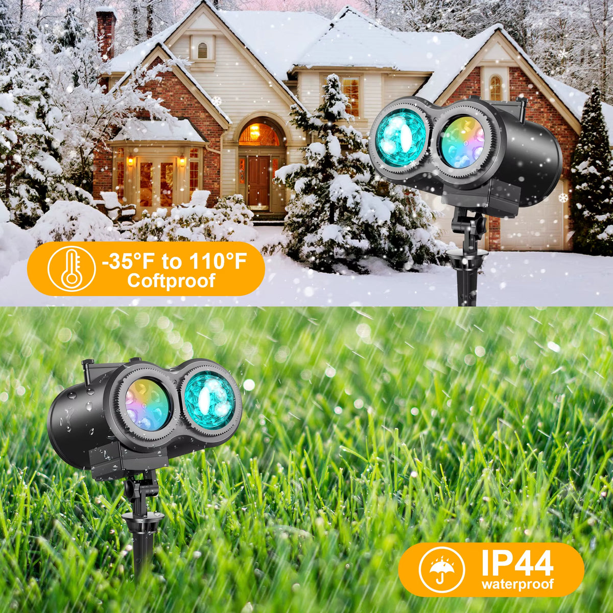 Halloween & Christmas Outdoor Projector Light - 2-In-1 Moving Patterns