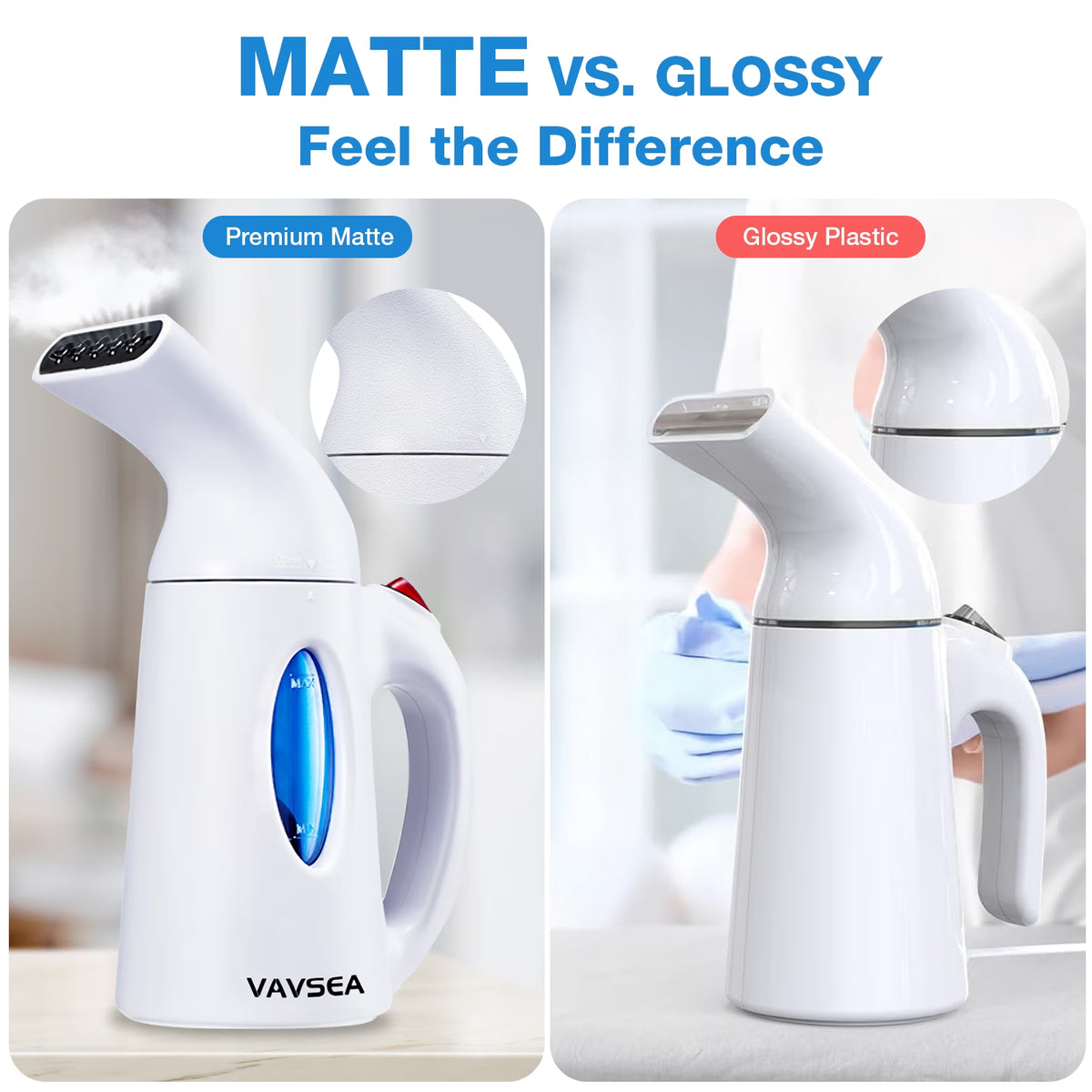 Steamer for Clothes, Portable Garment Steamer, Auto Shut-Off Function, Wrinkles/ Steam/ Soften/ Clean/ Sterilize, White