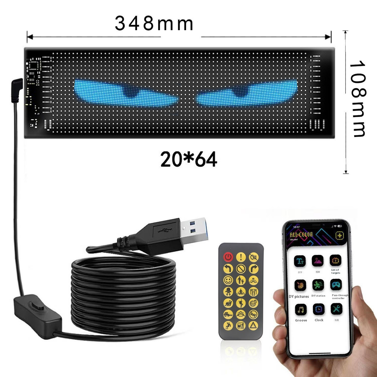 Bluetooth Car LED Display Screen