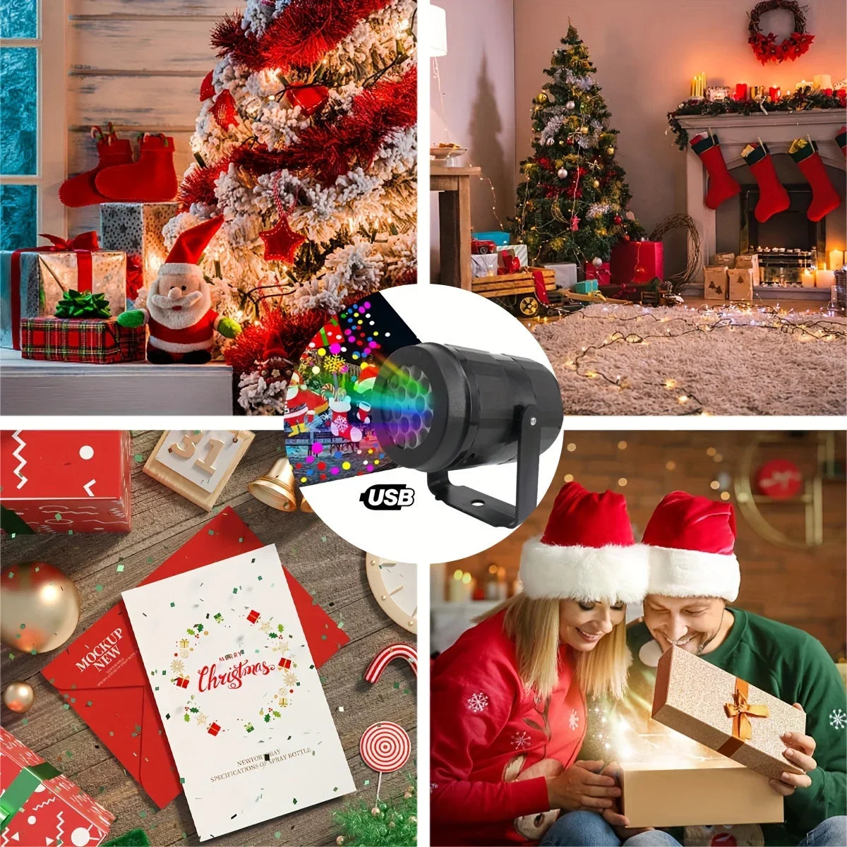 LED Snowflake Christmas Projector — 16 Patterns