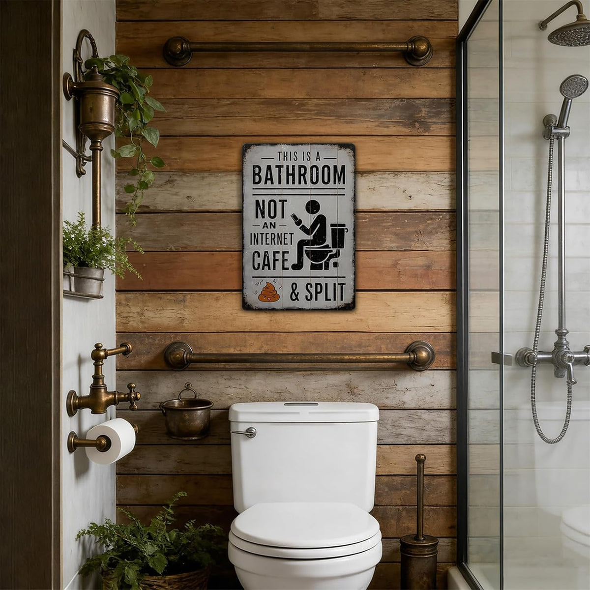 Vintage Metal Sign - This Is a Bathroom Not an Internet Cafe