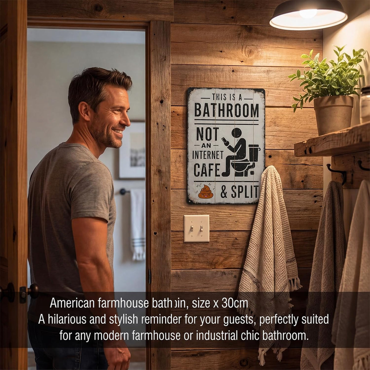 Vintage Metal Sign - This Is a Bathroom Not an Internet Cafe