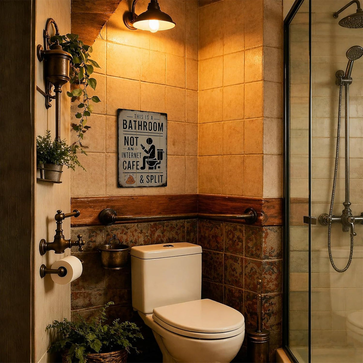 Vintage Metal Sign - This Is a Bathroom Not an Internet Cafe
