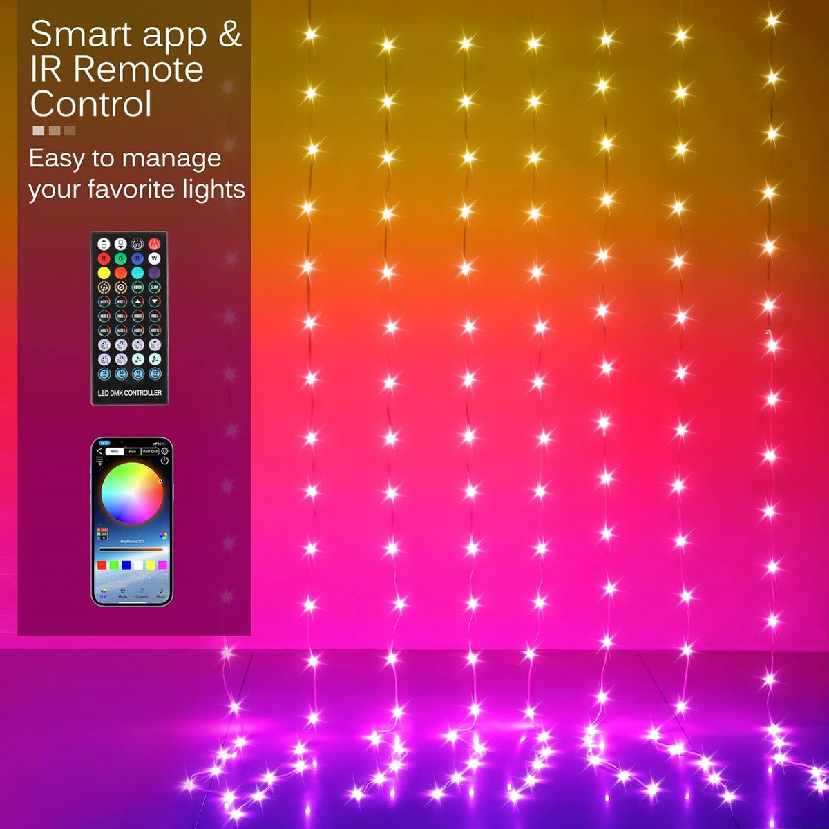 Smart LED Curtain Lights - App & Music Sync