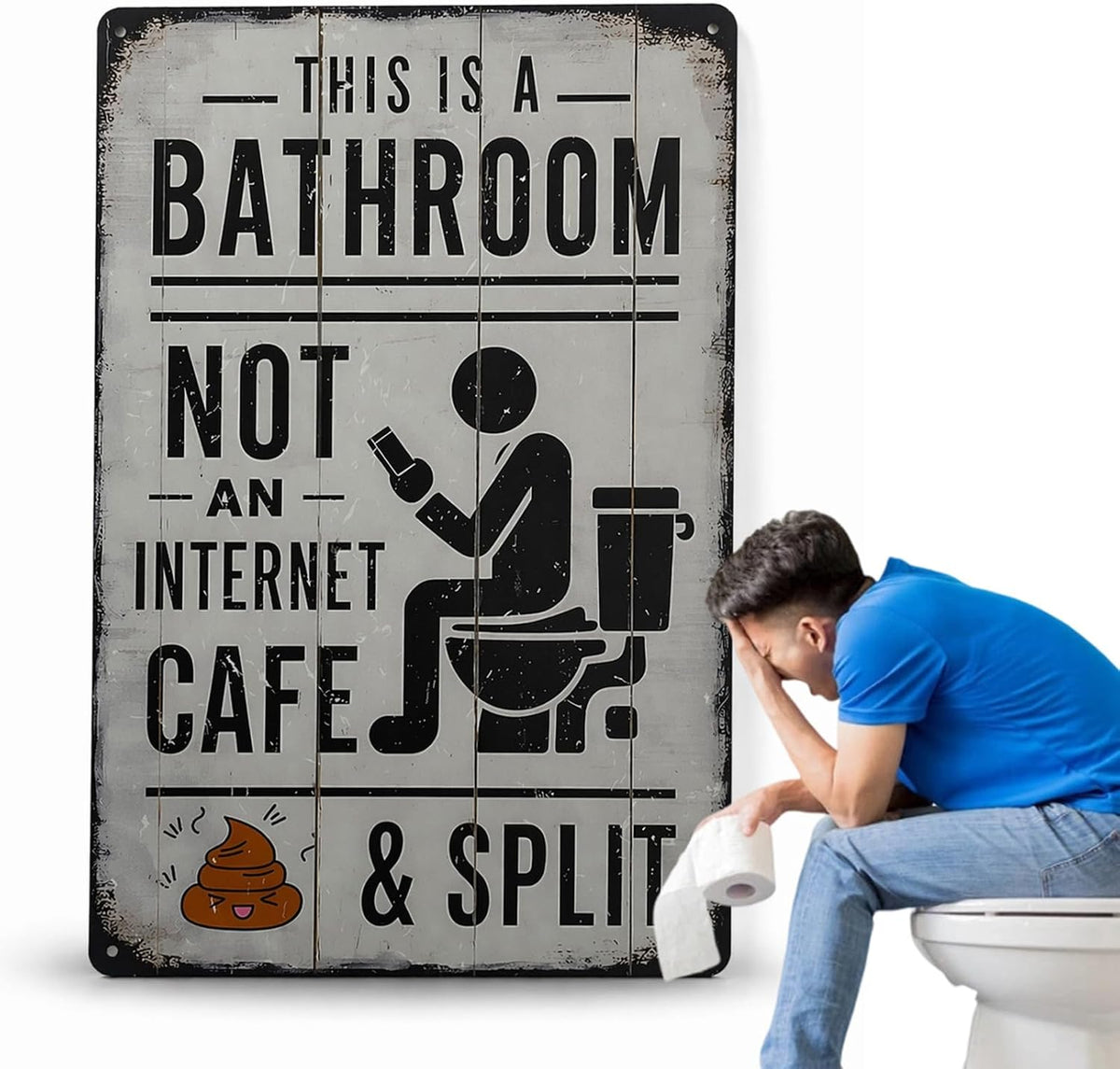 Vintage Metal Sign - This Is a Bathroom Not an Internet Cafe