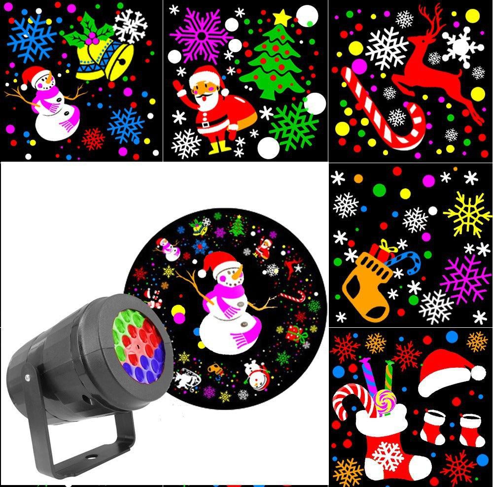 LED Snowflake Christmas Projector — 16 Patterns